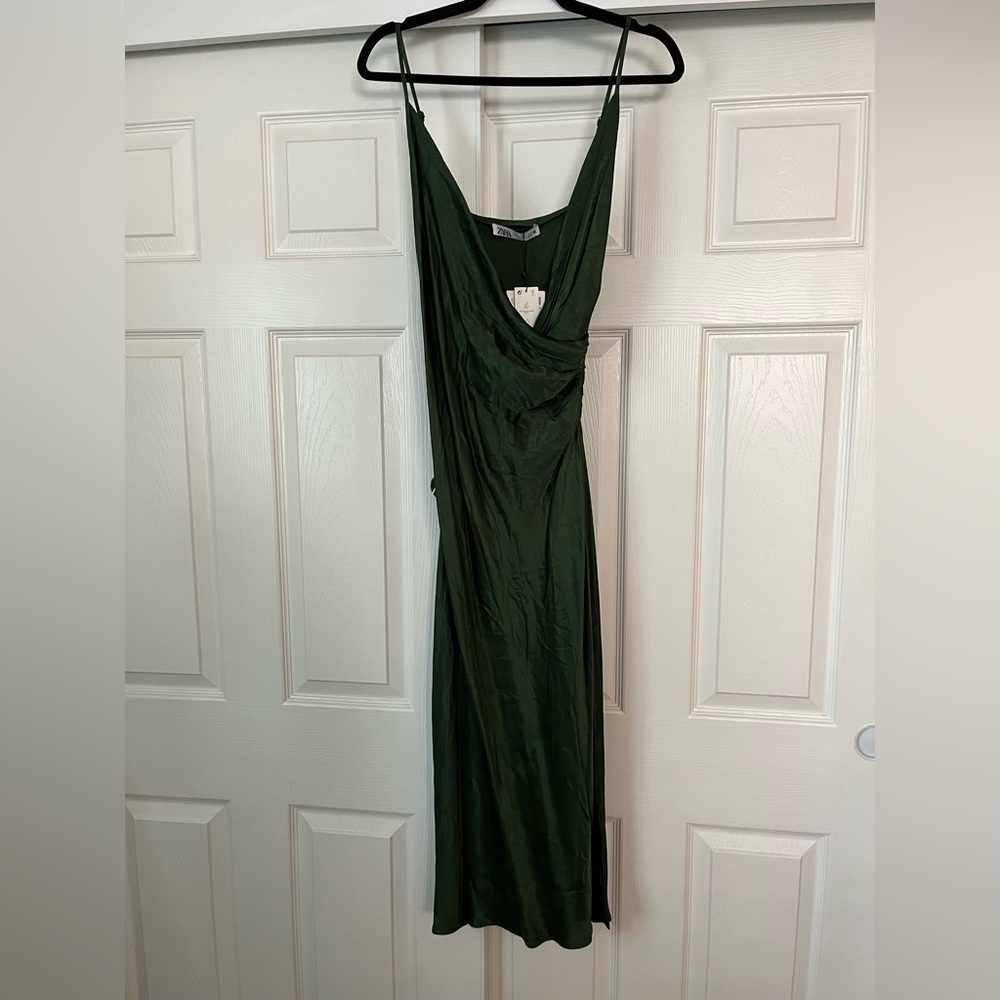 Zara Green Satin Dress